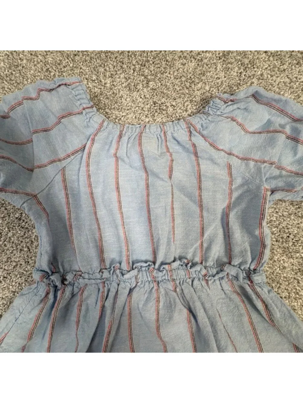 Old Navy Linen Blend Dress 18-24 month Blue Stripes Button Front